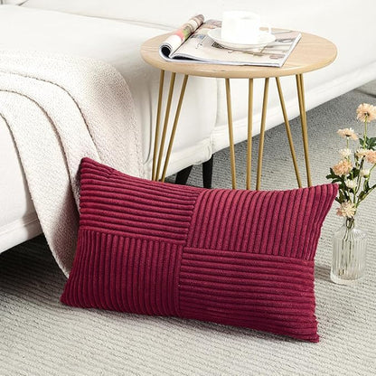 Fancy Homi 2 Packs Burgundy Long Lumbar Decorative Throw Pillow Covers 12x24 - Image 2