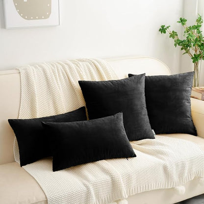 HWY 50 Black Velvet Rectangular Throw Pillow Covers 12x20 Inch - Image 5