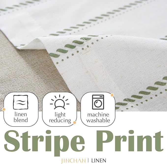 jinchan Nautical Valance Striped Linen Curtain 18 Inch Farmhouse Room Darkening - Image 7