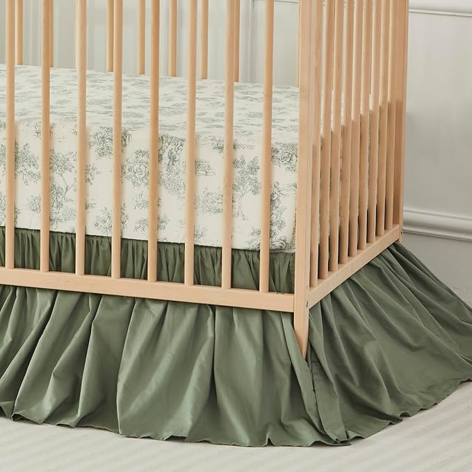 Brandream Crib Bed Skirt for Baby Girls Boys Gray Boho Bohemian Neutral Solid - Image 6