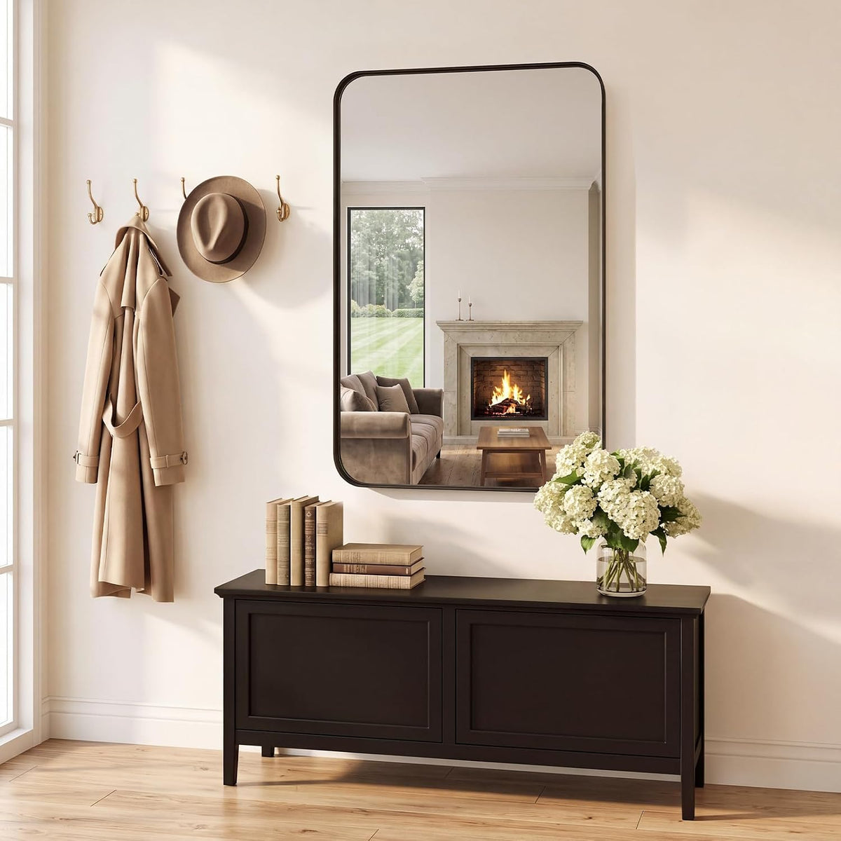 sweetcrispy bathroom wall mirror, 36x24 inch mirror for, front angle view