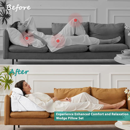 bedluxe wedge pillow set for after surgery, orthopedic, side view