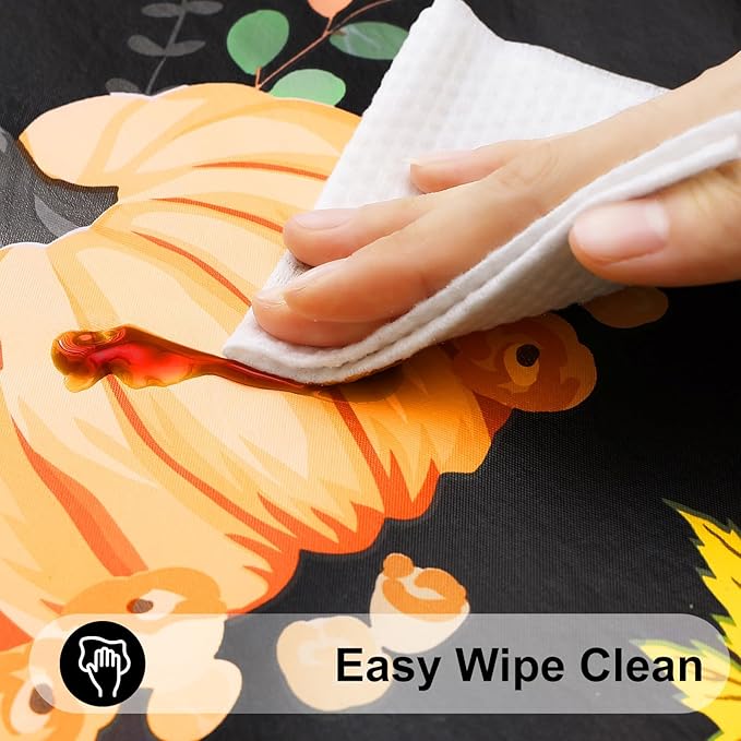 Smiry Plastic Thanksgiving Tablecloth, Pumpkin Waterproof Elastic Fitted Table - Image 4
