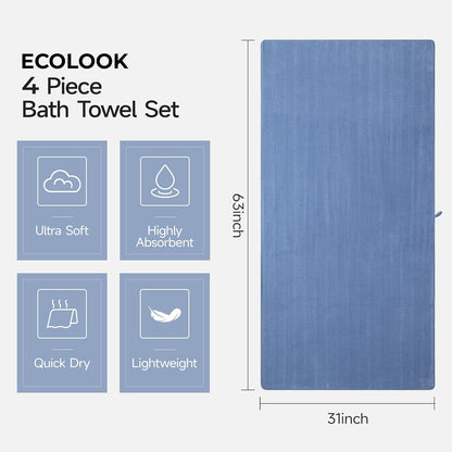 ecolook microfiber bath towels set of 4, 31, side view