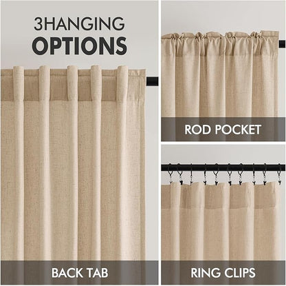 MIULEE Non-See-Through Privacy Linen Curtains 2 Panels, Light Filtering Window - Image 6