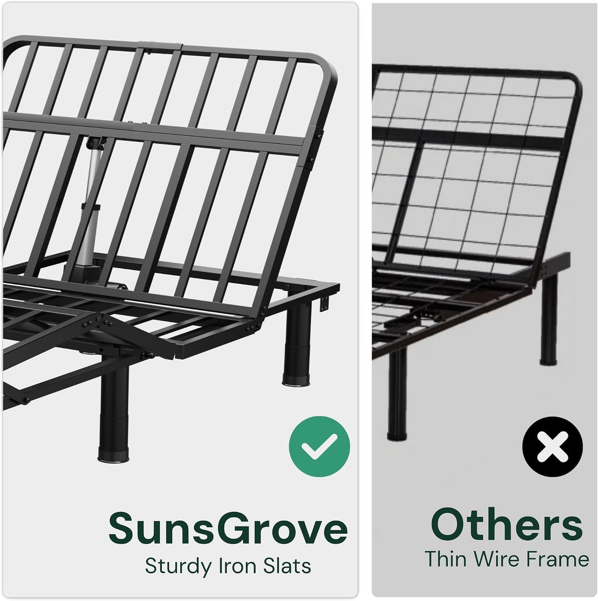 sunsgrove california king adjustable bed frame with wireless, side view