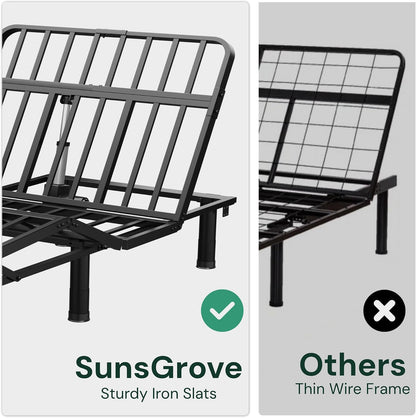 sunsgrove california king adjustable bed frame with wireless, side view
