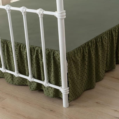 Tufted Dot Bed Skirt Queen Size Ruffled Bed Skirt by TSUTOMI