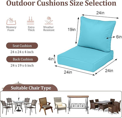 Outdoor Deep Seat Cushions for Patio Furniture Set of 2, Waterproof Outdoor - Image 2