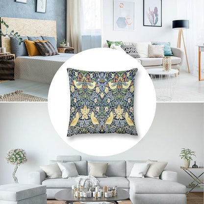William Morris Floral Original Throw Pillow Covers Boho Chic Retro Floral Bird - Image 6