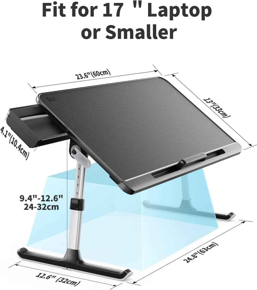 SAIJI Laptop Bed Tray Table - Adjustable Lap Desk for Couch (Dark Black)