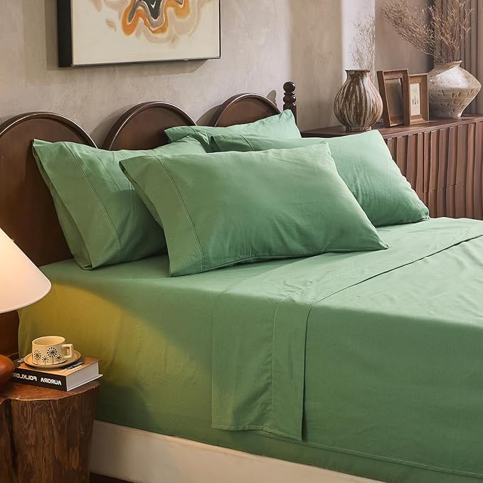 100% Linen Sheet Set Cal King Size Extra Deep Pocket Fits 18-24 Inch Mattress by overket