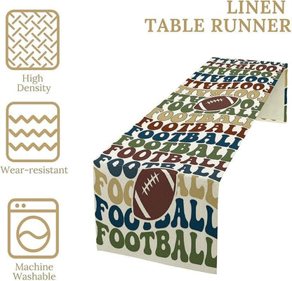 Retro Groovy Football Table Runner Sport Game Days Seasonal Table Runner Soccer - Image 4