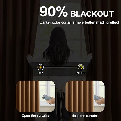 Cappuccino Brown Curtains 40x120 Inches Long 2 Panels Set, Pinch Pleated - Image 3