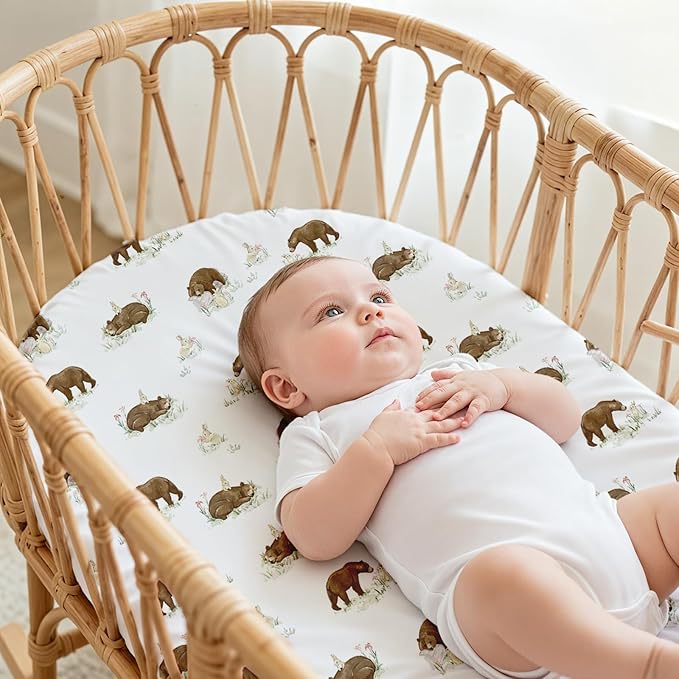 Gllquen Baby Bassinet Sheets 4 Pack, Breathable Cozy Fitted Mattress Sheet - Image 2