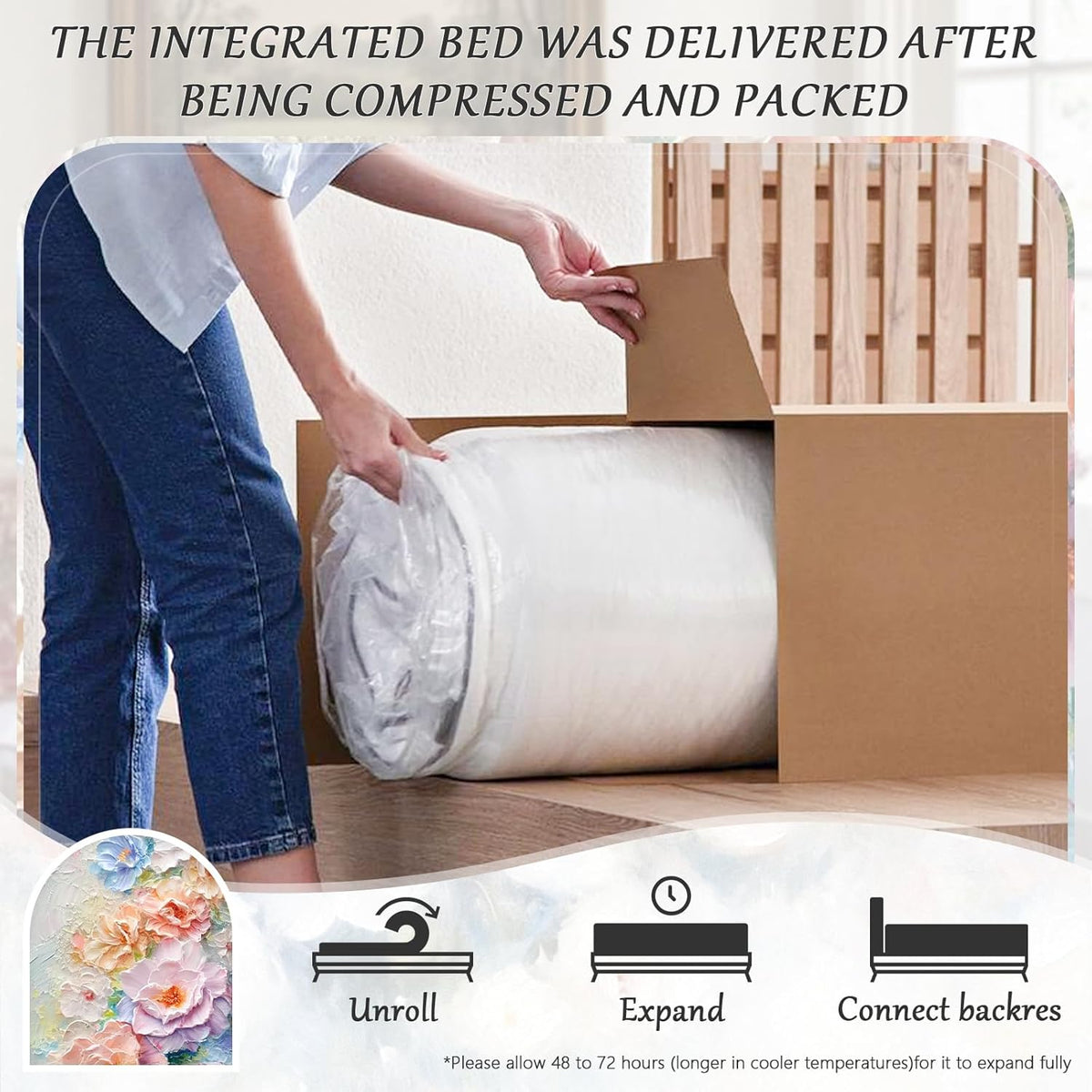 twin compression bed boneless bed frame with mattress, view 9