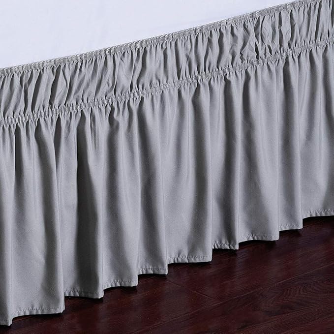 MEILA Wrap Around Bed Skirt Three Fabric Sides Elastic Dust Ruffled 16 Inch - Image 4