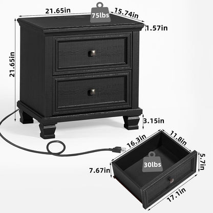 savor life farmhouse nightstand with charging station, 2, close-up detail