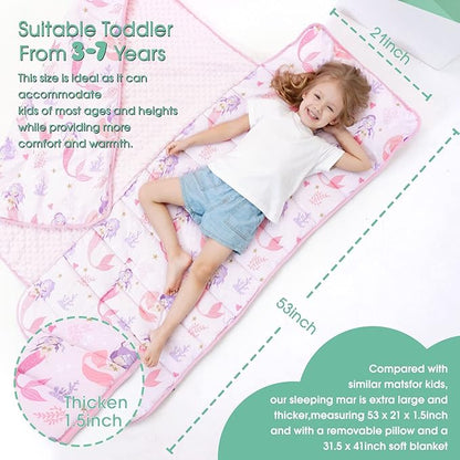 ACRABROS Toddler Nap Mat with Pillow and Blanket, Extra Large Rolled Napping - Image 7