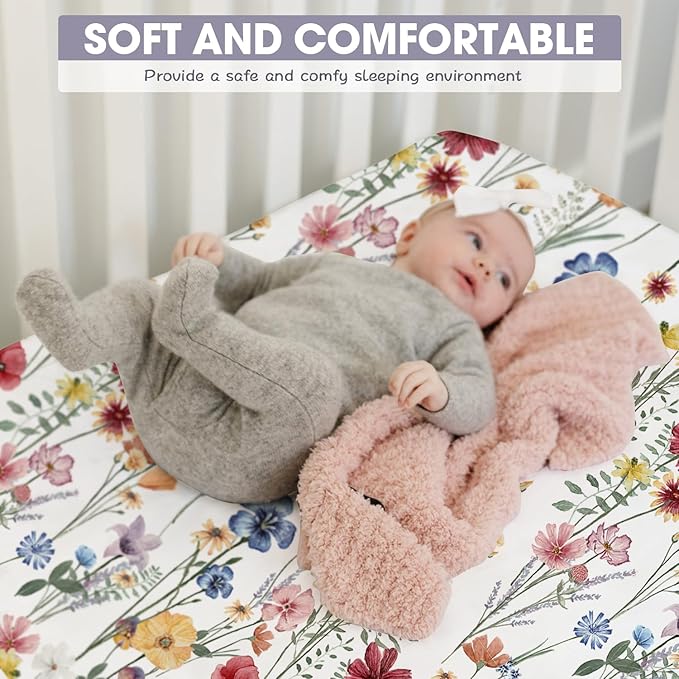 Bimocosy Crib Sheets 4 Pack, Baby Crib Sheets Fitted - Image 3
