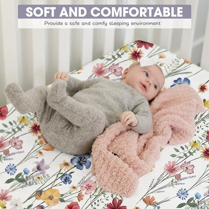 Bimocosy Crib Sheets 4 Pack, Baby Crib Sheets Fitted - Image 3