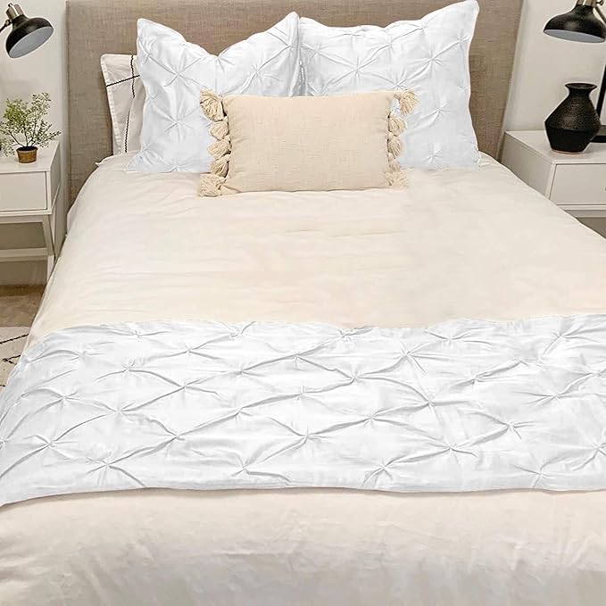 Bed Runner Set - 100% Pure Cotton 800 Thread Count - Luxury 1 Pinch Pleated Bed - Image 2