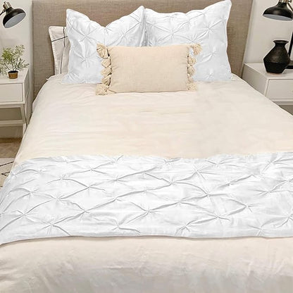 Bed Runner Set - 100% Pure Cotton 800 Thread Count - Luxury 1 Pinch Pleated Bed - Image 2