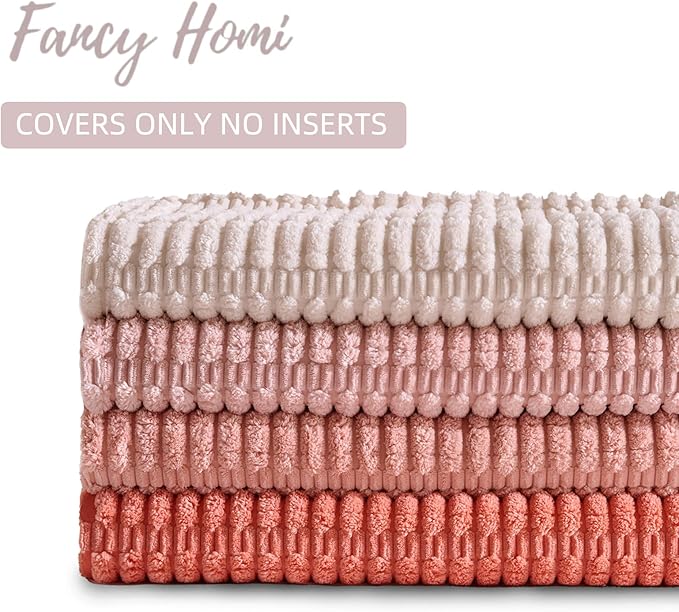 Fancy Homi 4 Packs Boho Blush Pink Decorative Throw Pillow Covers 22x22 Inch - Image 4