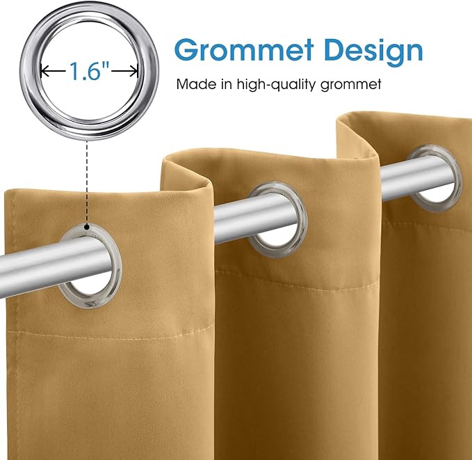 HOMEIDEAS Gold Blackout Curtains - Image 4