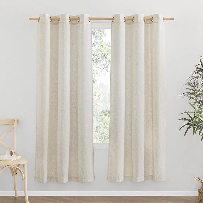 NICETOWN Flax Natural Linen 78 inch Curtains by NICETOWN