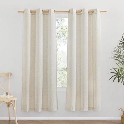 NICETOWN Natural Thick Linen Curtains 72 inch Length, Grommet Privacy Window by NICETOWN