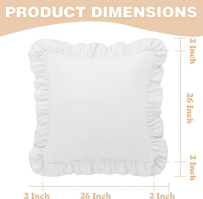 KKJIAF Ruffle Pillow Cases 26x26 Inches, Microfiber Wrinkle Resistant Pillow - Image 3