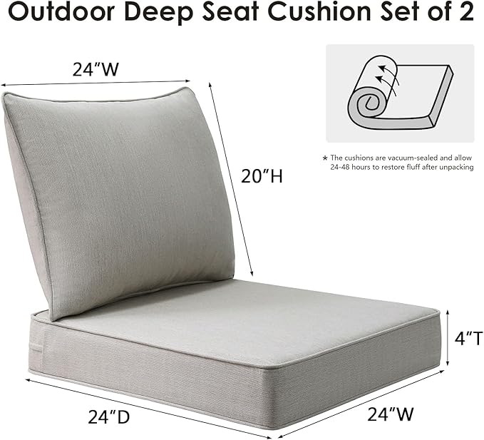 Sunbrella Outdoor Patio Chair Cushions Set, Water-Repellent, Fade Resistant - Image 6