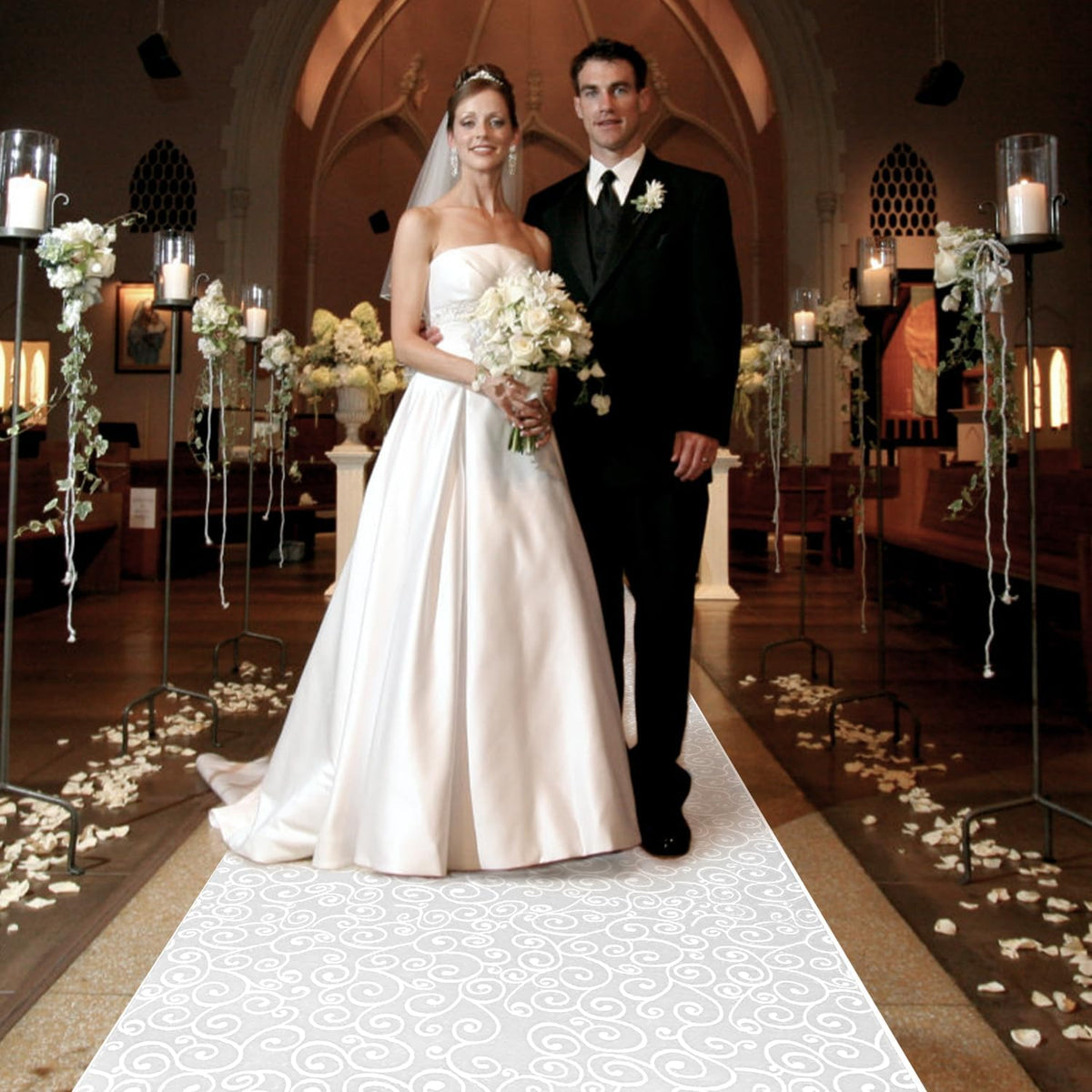 Thickened Aisle Runner for Wedding CeremonyFeet White Aisle Runner Walkway for Indoor Outdoor Wedding Church Decorations ，Halloween Parties can Also use a Carpet，50g(Vine, 3x50Feet)