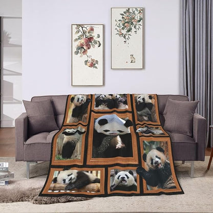 Panda Blanket Panda Throw Blanket Flannel Stuff Merch Cozy Decor Fleece Plush - Image 8