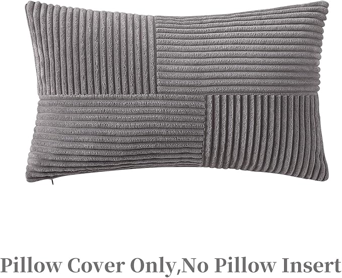 Pack of 2 Lumbar Throw Pillow Covers, Soft Corduroy Cushion Covers - Image 3