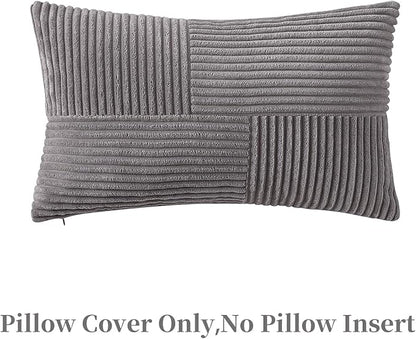 Pack of 2 Lumbar Throw Pillow Covers, Soft Corduroy Cushion Covers - Image 3