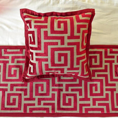 The HomeCentric King/Queen/Twin Red Decorative Twin 53"x18" Bed Runner - Image 3