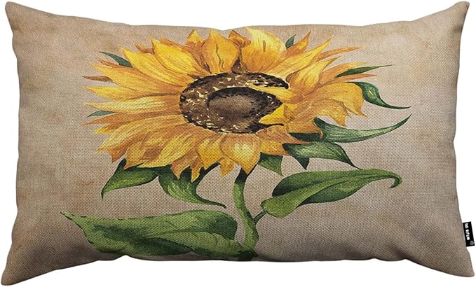 TKS MITLAN Sunflower Decorative Pillow Covers Yellow Flower Green Leaves by TKS+MITLAN