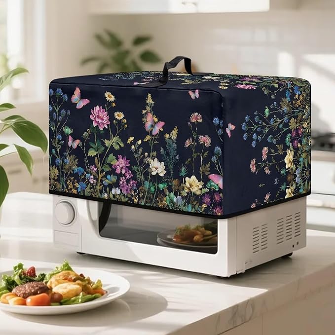 Microwave Dust Cover, Floral Heat-Resistant Waterproof Polyester Fabric - Image 3