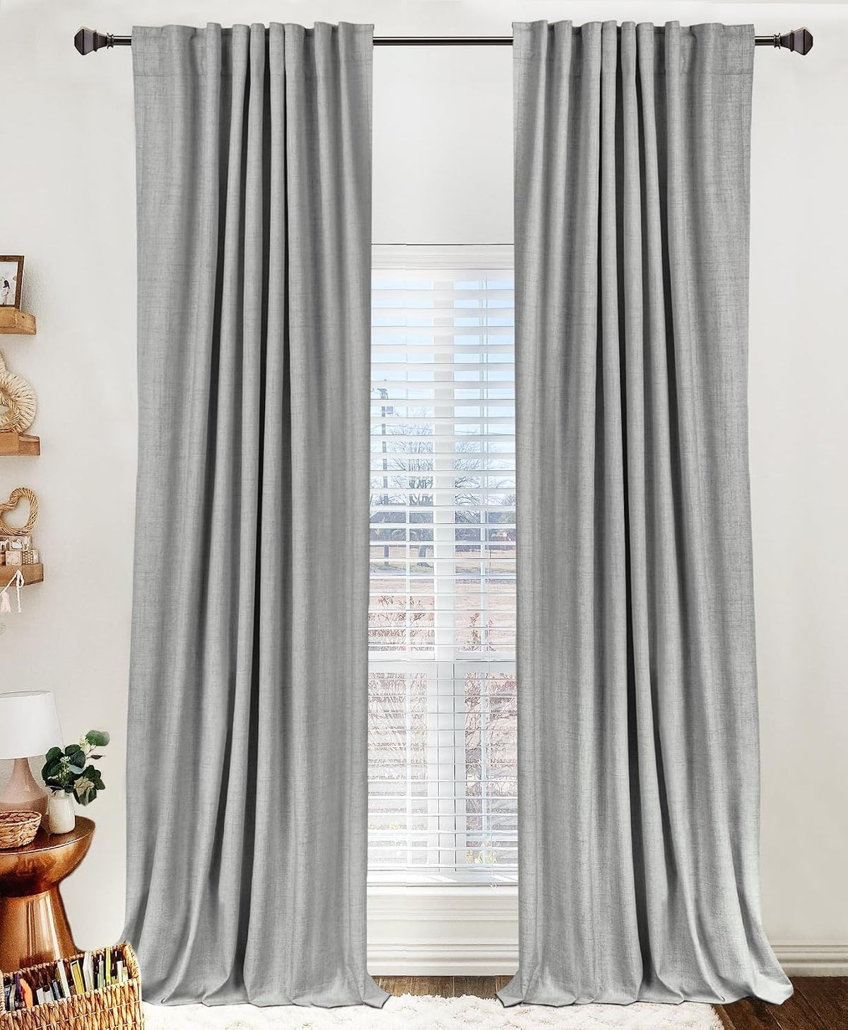 linen textured total blackout curtains for bedroom 84, main product view