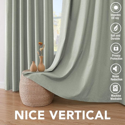 H.VERSAILTEX Linen Blackout Curtains 45 Inches Long 100% Absolutely Blackout - Image 7