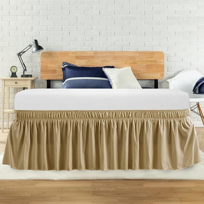 King Bed Skirt, Elastic Wrap Around Bed Skirt King Size, Bed Skirts by ANARACHON