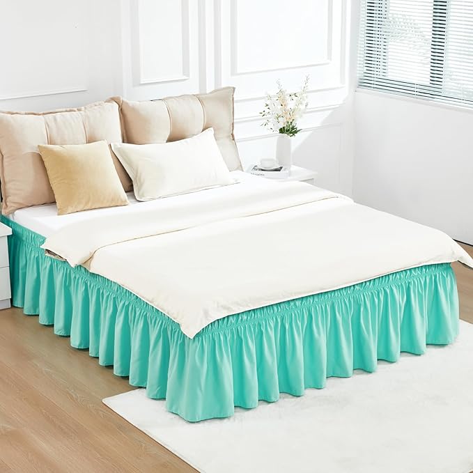 RIMELA Spa Blue Bed Skirt Queen Size 18 Inch Drop, Elastic Bed Skirting - Image 9