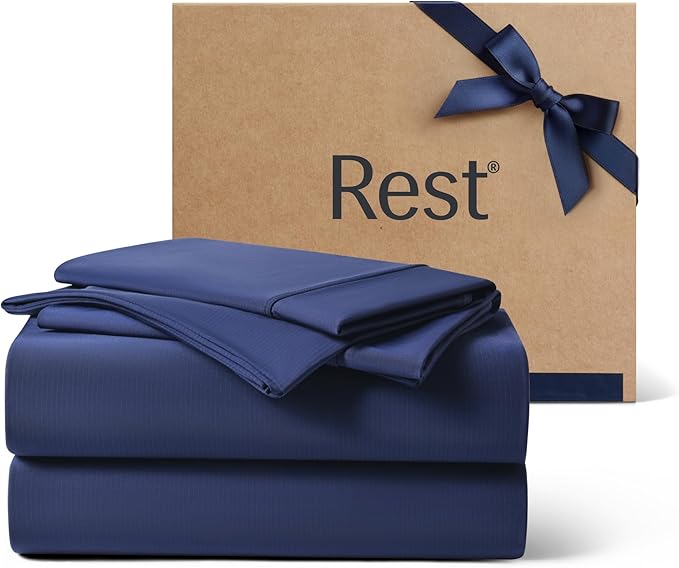 REST® Evercool®+ Cooling Sheet Set, King Size, Midnight Blue, Breathable Bed by REST