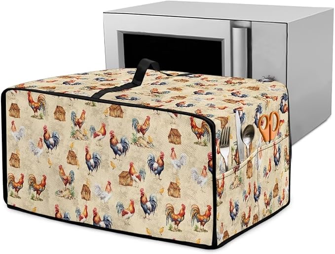 Rooster Chicken Chick Print Waterproof Toaster Oven Cover Heavy Duty Microwave by HwzdsyxlCreativeHomeDecor