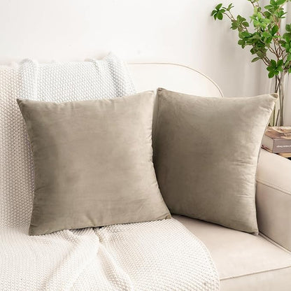 HWY 50 Taupe Velvet Throw Pillow Covers 20x20 Inch - Image 7