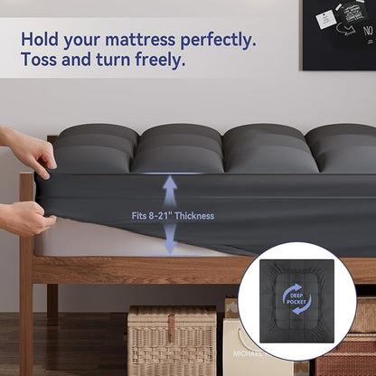 ELEMUSE Twin Grey Mattress Topper - Image 4