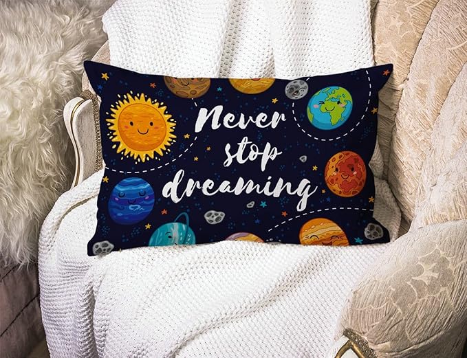 Solekla Throw Pillow Cover Cute Outer Space Planets and Star Cluster Solar - Image 3