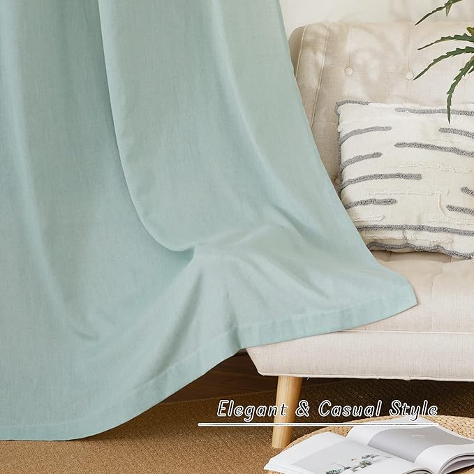 NICETOWN Linen Curtains for Windows 90 inch Long, Grommet Semi Sheer Vertical - Image 6